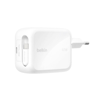 BELKIN Caricabatterie da Rete USB-C GaN Con Cavo Retrattile (67W)
