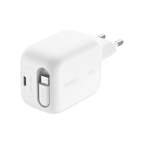 BELKIN Caricabatterie da Rete USB-C GaN Con Cavo Retrattile (45W)