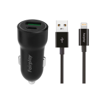 FAIRPLAY Pack Caricabatterie auto (20W) + Cavo Lightning
