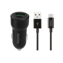 FAIRPLAY Pack Caricabatterie auto (20W) + Cavo USB-C