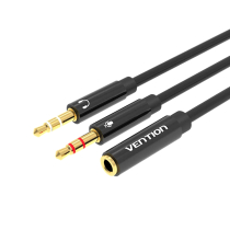 VENTION Cavo Adattatore Audio 2 Jack 3,5mm Maschio a Jack 3,5mm Femmina 4 poli 0,6m (Nero)