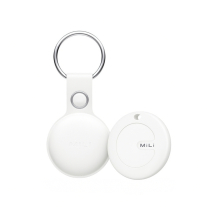 MiLi Tracker Bluetooth MiTag Duo + Custodia in Pelle (Bianco)