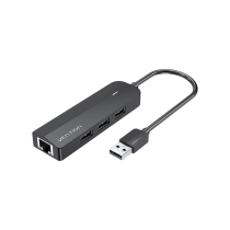 VENTION Hub 3 Ports USB 2.0 + Adattatore Ethernet 100M 0,15m (Nero)