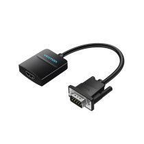 VENTION Convertitore VGA a HDMI con porta Micro USB Femmina + Audio 0,15m (Nero)