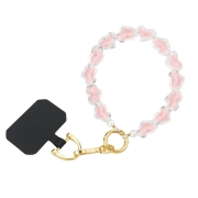 FAIRPLAY Braccialetto Gioiello Phone Strap 30cm KIARA (Perline Cuore Rosa)	